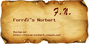 Forrás Norbert névjegykártya